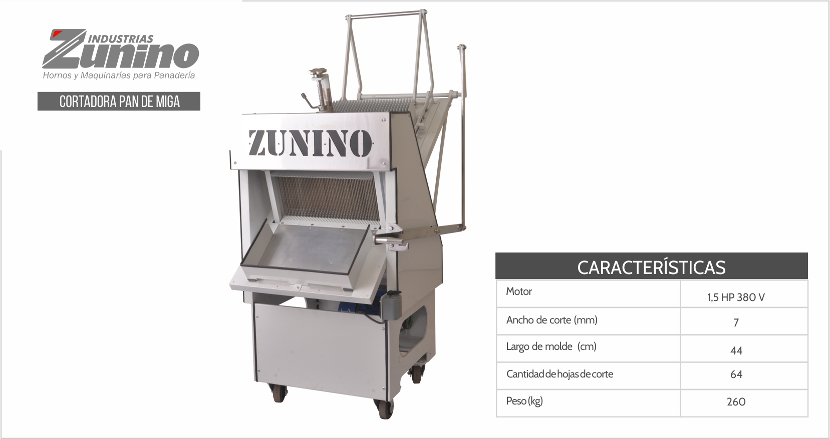 ZUNINO / PRODUCTOS - CORTADORA PAN DE MIGA